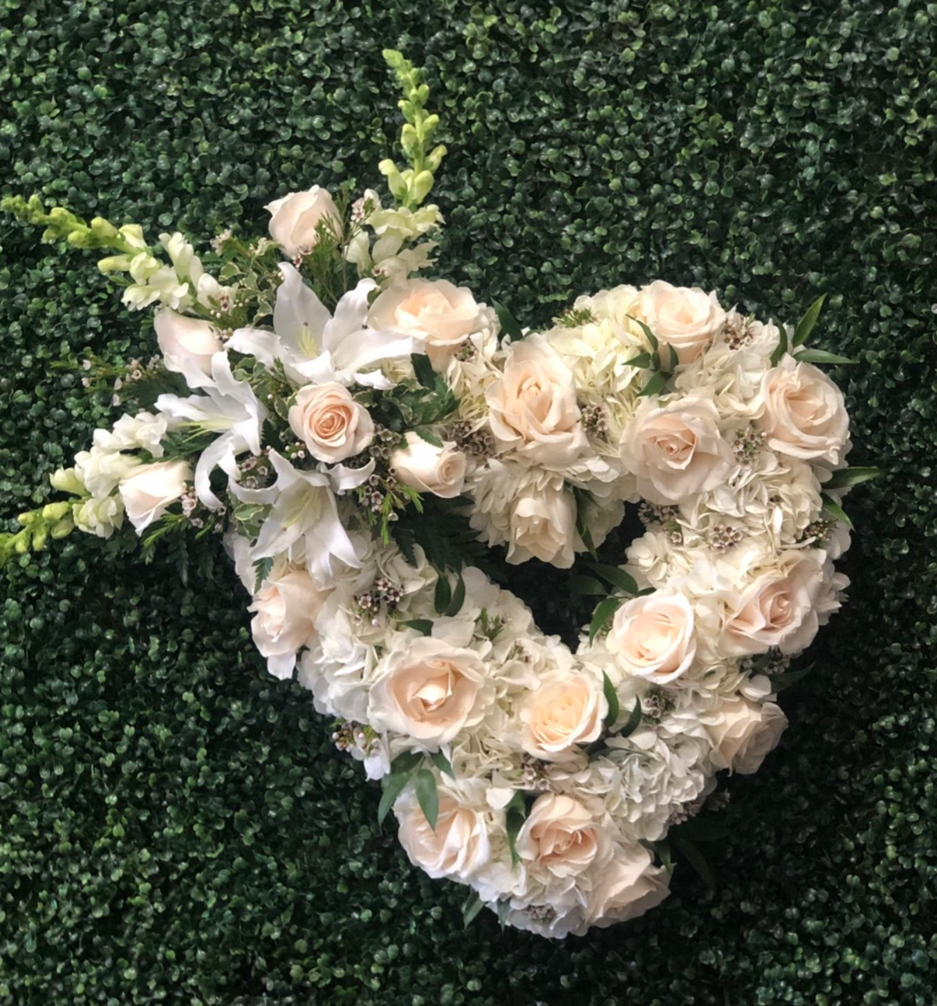 Always Remember Floral Heart Wreath - White - Naples Floral Design